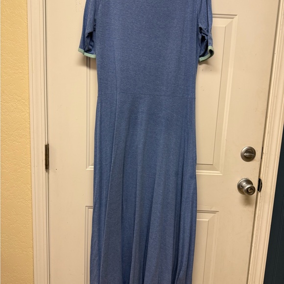 LuLaRoe | Ana Maxi Dress in Blue with Green Trim in Women’s Size XXL - Picture 3 of 3